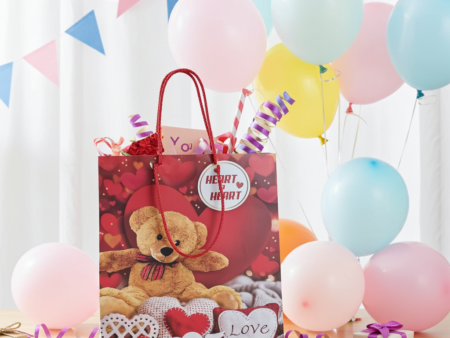 Gift Paper Bag with Teddy Bear -Multicolour perfect for party and gifting