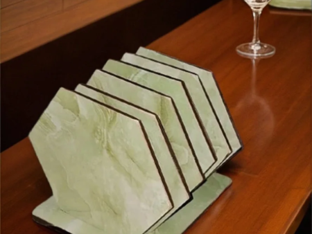 Marble Design. Coaster Set of 6 Beautiful Wooden Coasters -Set fit for Tea Cups, Coffee Mugs and Glasses