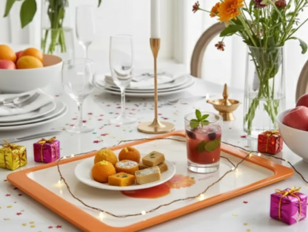 Fresh Juice & Fruits Printed Big Oval Shape Serving Tray