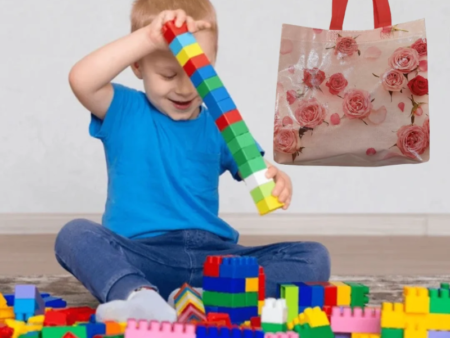 Free bag with Multicolor blocks set for kids for play and learning Kids
