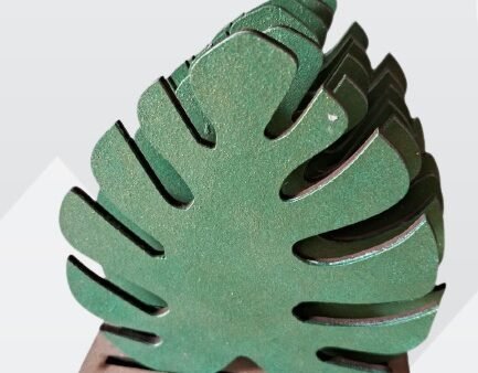 GREEN LEAF WOODEN Coasters Set of 6 with Stand Coaster Set for Dining table decor-Tea/Coffee