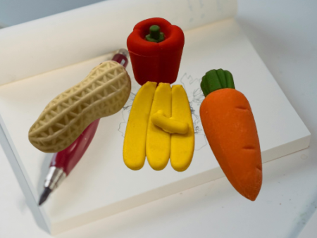 Mini Cute Vegetable & Fruit Erasers (4 Pc): Pencil Rubbers for Kids