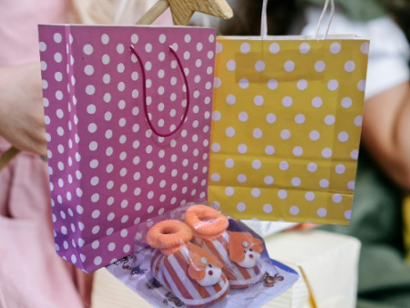 Kids Booties Pink Yellow white Dot Polka Solid Paper Party Bag Combo