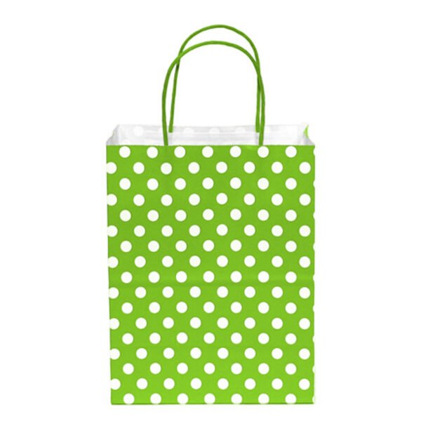 Solid Green Polka Dot Paper Gift Bag - Image 3