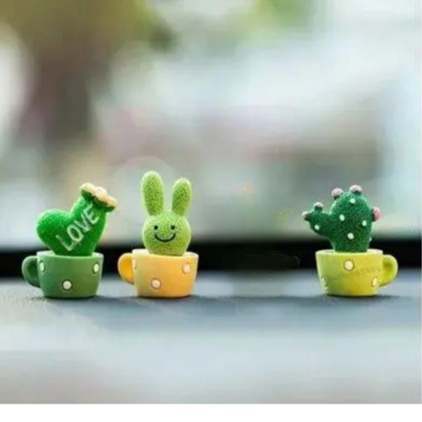 CACTUS CAR DECORATION |CAR DASHBOARD ACCESSORY |PACK OF 3