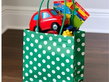 Solid Green Polka Dot Paper Gift Bag