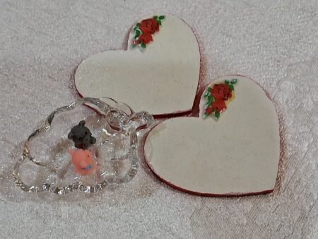 Heart Shape simply coaster with mini teddy