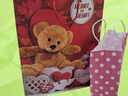 Cute Teddy Bear & Polka Dot Paper Bags for celebration ,Parties - 1 pack 2 paper bag
