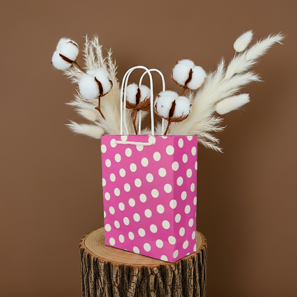 Solid Party Bag -Pink Polka Dot Gift Bag
