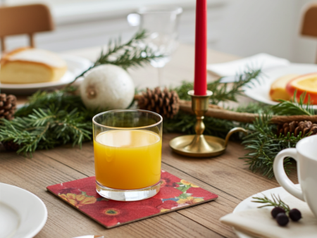 Trendy red floral Coaster set -4 perfect for tea/coffee and kitchen use