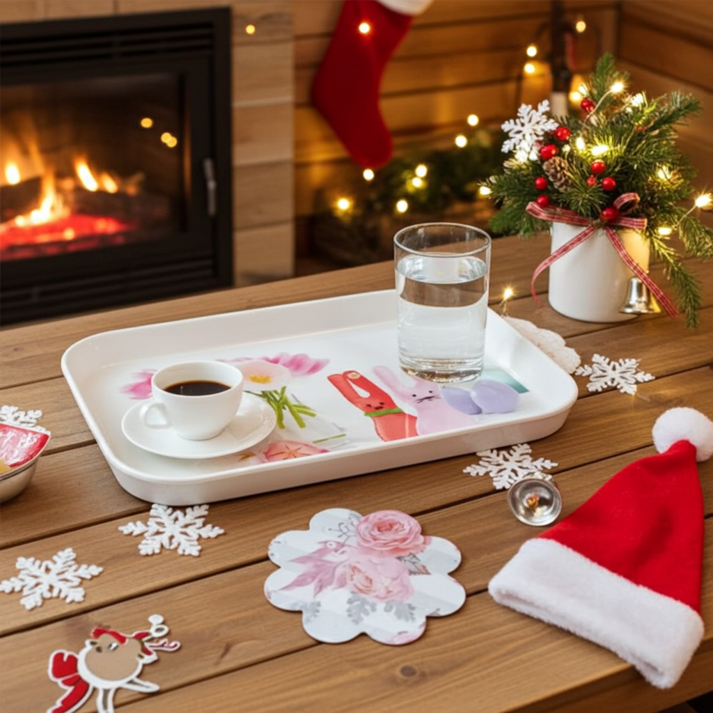 Free 2 Coaster with Rectangular Shape Plastic Trays