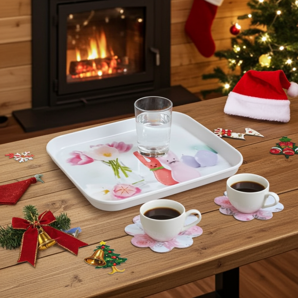 Free 2 Coaster with Rectangular Shape Plastic Trays - Image 3