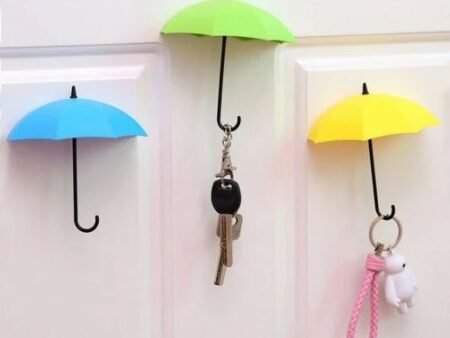 3 pcs Umbrella Shape Key Holder Plastic Key Holder (3 Hooks, Multicolor)