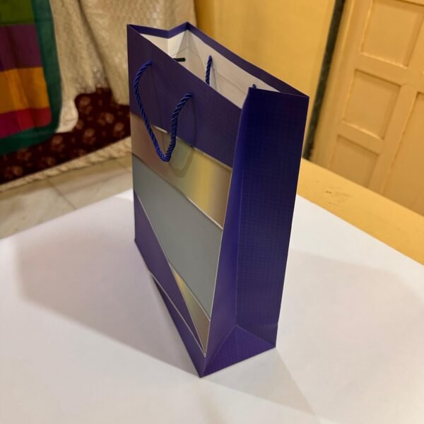 Purple & Gold Striped Paper Gift Bag 2 in 1 pack – Stylish and Elegant for all Special Occasions - Image 2