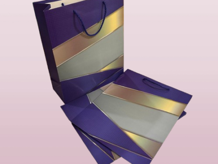 Purple & Gold Striped Paper Gift Bag 2 in 1 pack – Stylish and Elegant for all Special Occasions