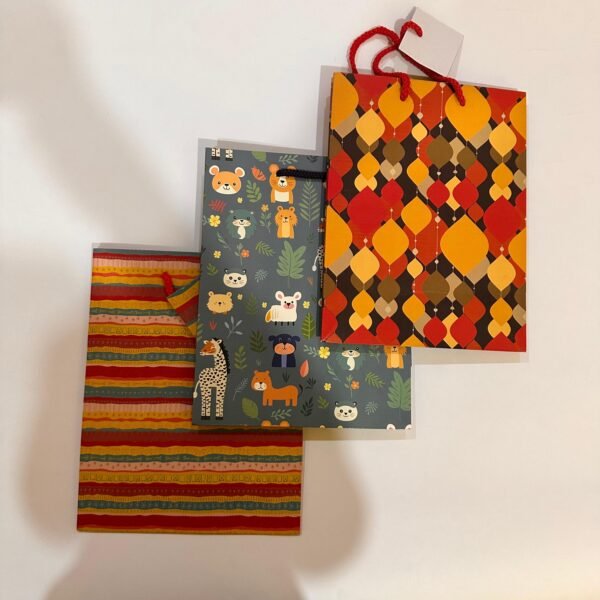 Multicolor Floral - Striped Print Gifting Paper Bags for All Occasions - Image 2