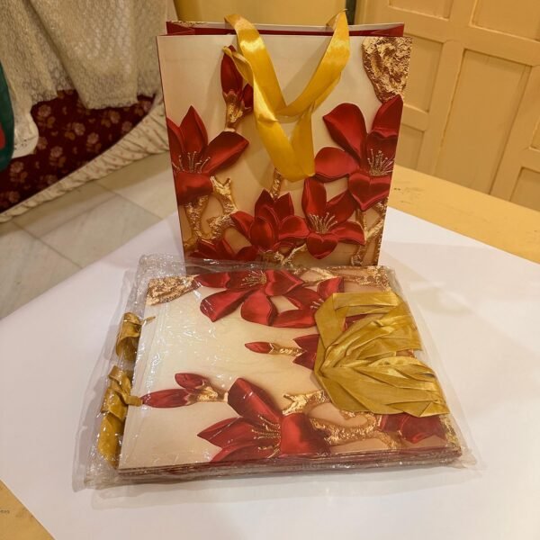 Vibrant Multicolor Red Floral Print Gifting Paper Bags 2 in 1 pack –For Special  Occasions &Celebrations" - Image 2