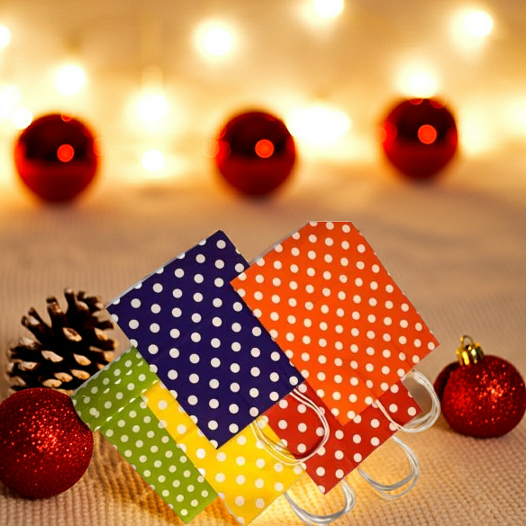 Polka Dot Paper Bag Combo-5 in 1-Pack for Return Gifts, Weddings, Birthdays & Celebrations