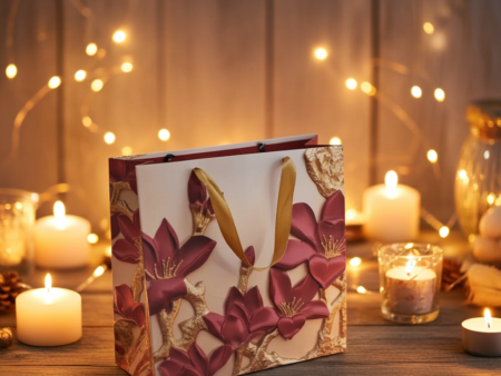 Vibrant Multicolor Red Floral Print Gifting Paper Bags 2 in 1 pack –For Special Occasions &Celebrations"