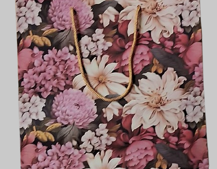 Elegant Floral Gift Bag with Gold Rope Handles