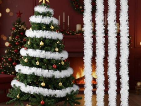Pack of 5 garlands-Premium White Christmas Garland – Elegant decorative garland designed to add a festive charm to your Christmas décor.