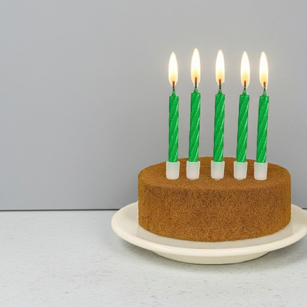 Green Birthday Candles with Stand – Pack of 24