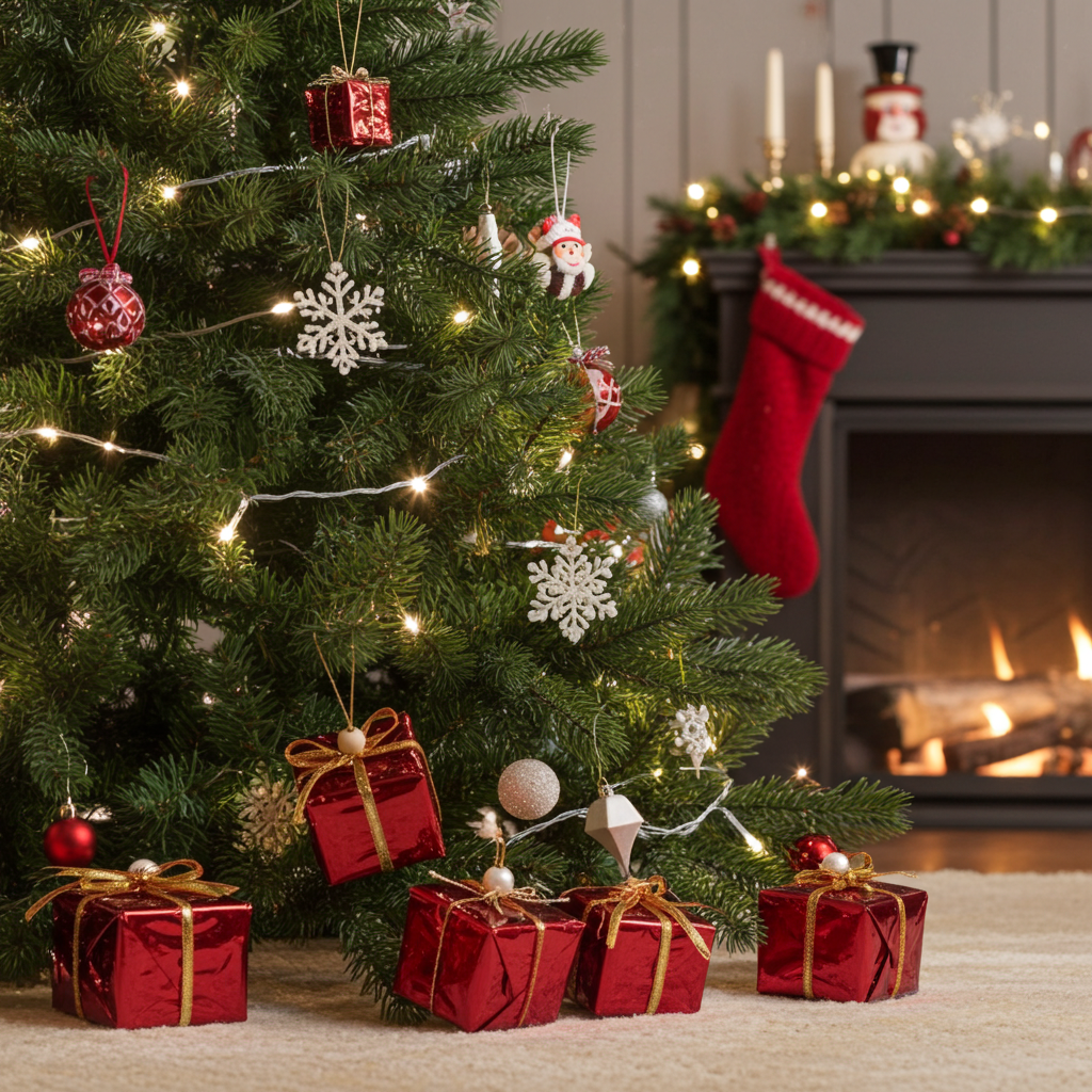 Red Christmas Decorative Gift Boxes- Pack of 1 (6 pcs) - Image 4