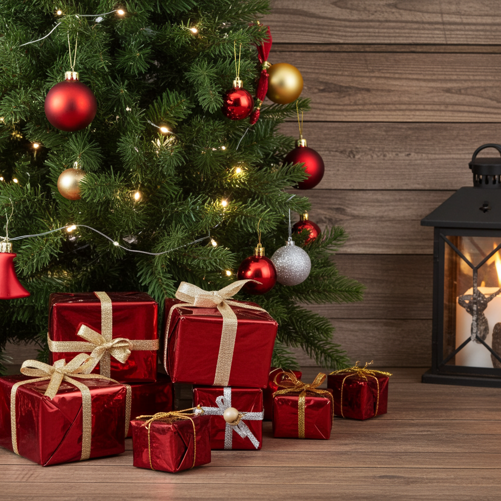 Red Christmas Decorative Gift Boxes- Pack of 1 (6 pcs)