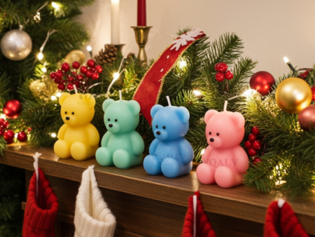 Scented Teddy Bear Candle Soy Wax Candle For Birthday,Diwai,Home Decor,Valentine Candle  (Multicolor, Pack of 6