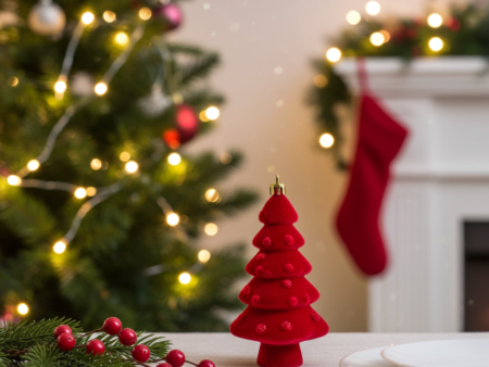 Red Velvet Christmas Tree Ornament – Festive decorative hanging ornam