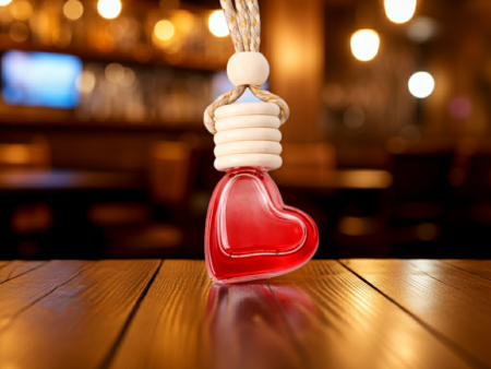 Wooden Heart-Shaped Red Rose Perfume Bottle
