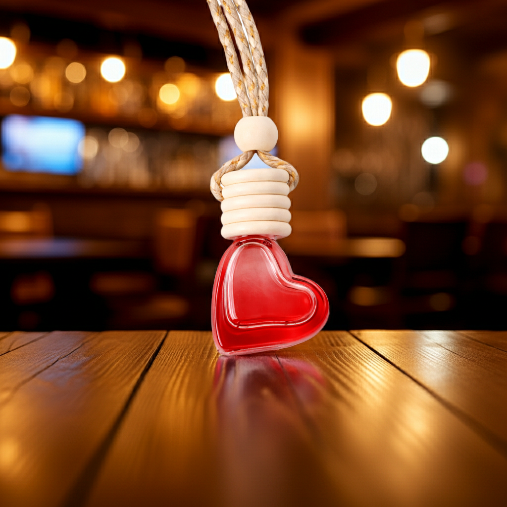 Wooden Heart-Shaped Red Rose Perfume Bottle