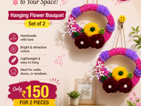 Hanging Flower Bouquet (Set of 2) – Handmade Aesthetic Wall Décor