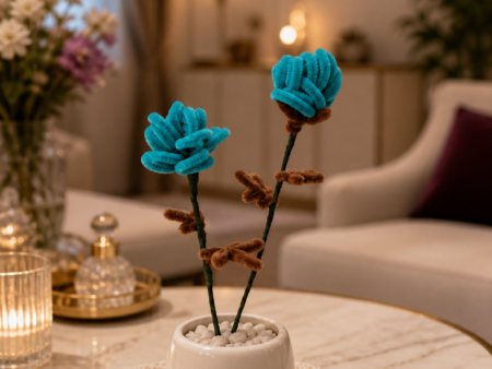 HANDMADE ARTIFICIALGreenish English  BLUE FLOWER