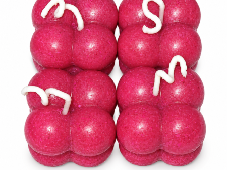 Dark Pink Bubble Candle Festive Pack of 4