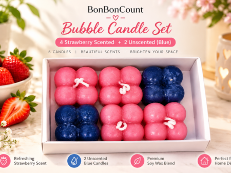 : BonBonCount Bubble Shape Scented & Unscented Candle Combo – Pack of 6-Home Decor
